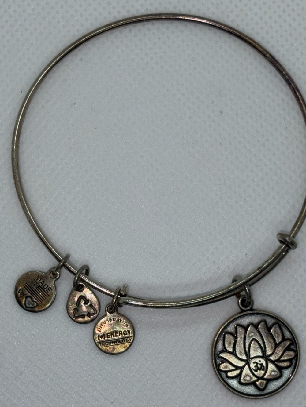 Alex and Ani Silver Lotus Charm Adjustable Bangle